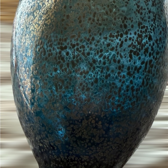 Pier 1 Imports Blue & Gold Speckled Glass Vase 11" x 5" - Picture 5 of 7